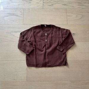 Quincy Mae Maroon toddler cotton gauze top, size 2-3Y